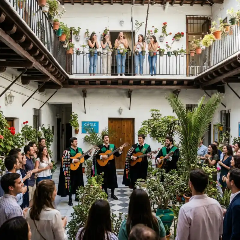 Tuna universitaria actuando en una boda en Cádiz