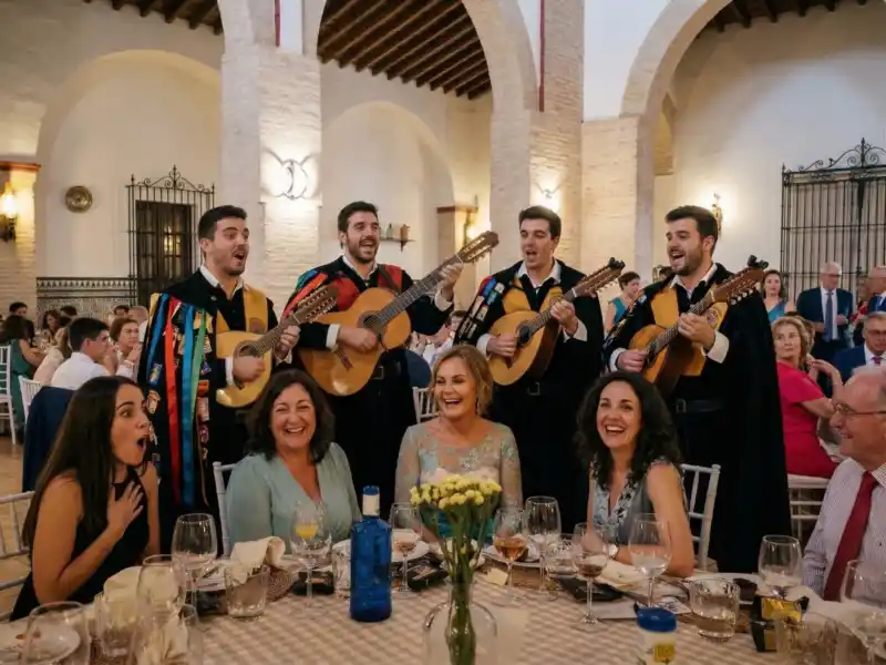 Tuna universitaria actuando en una boda en Huelva