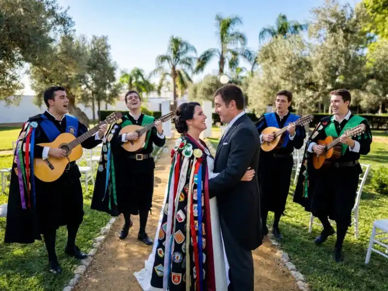 Tuna universitaria actuando en una boda en la Hacienda El Olivar de Utrera, Sevilla